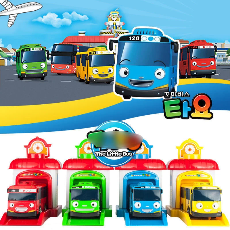 

4Pcs/Set Tayos The Little Bus Cartoon Ejection Impact Car Diecasts & Toy Vehicles Pull Back Car Toys For Children Christmas Gift