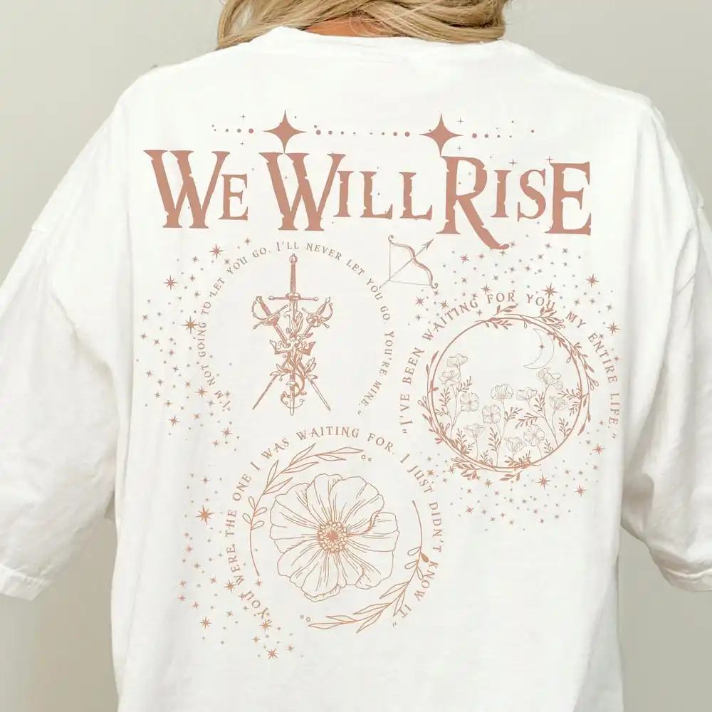Retro From Blood and Ash Shirt We Will Rise Merch Jennifer Armentrout Poppy Hawke Romantasy Y2K Top Daily Trendy Streetwear