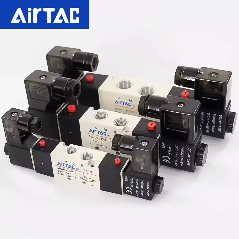 AirTAC 4V120-06 4V220-08 4V320-10 4v420-15 Solenoid Valve Air Two Position Five Way Reversing 12V 24V 110V 220V