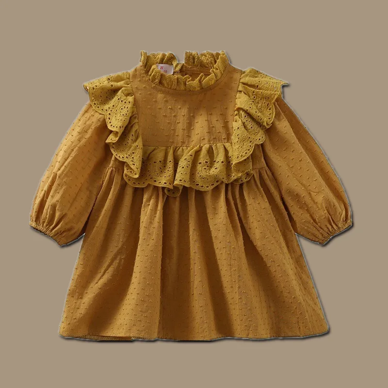 

Girls Long Sleeve Fashion Ruffles Dress Spring Elegant Dress for Toddler Girl Clothes Cotton Dress Princess Children Clothing