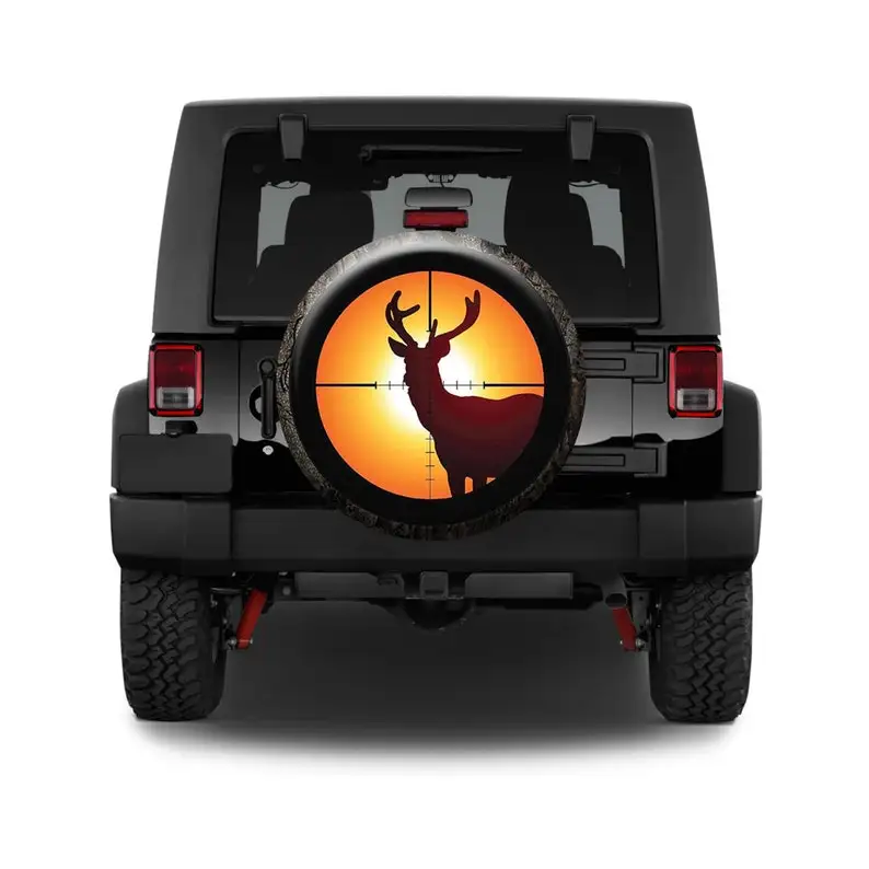 

Spare Tire Cover, Custom Tire Cover, Hunting Deer, Hunter Car Car, Without Camera Hole, For Jeep Trailer RV SUV