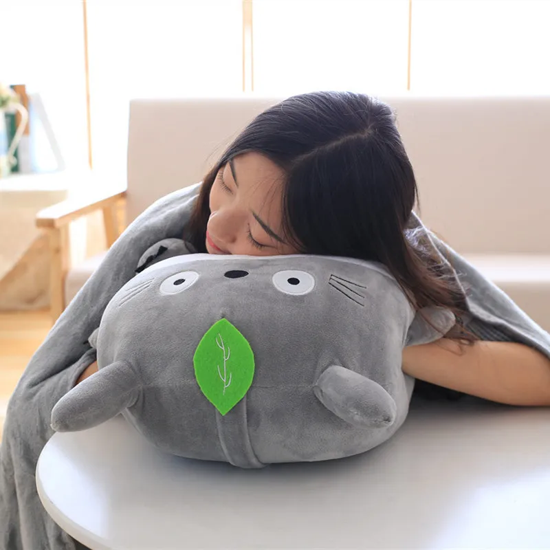 Totoro Cushion Multifunction Soft Flannel Pillow with Blanket 3 In 1 Stuffed Japan Plush Cute Hand Warmer Girl Valentine Gift | Игрушки и
