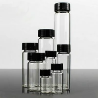 20pcspack 3ml to 60ml clear glass sample bottles with black plastic screw cap essential oil bottle for lab use