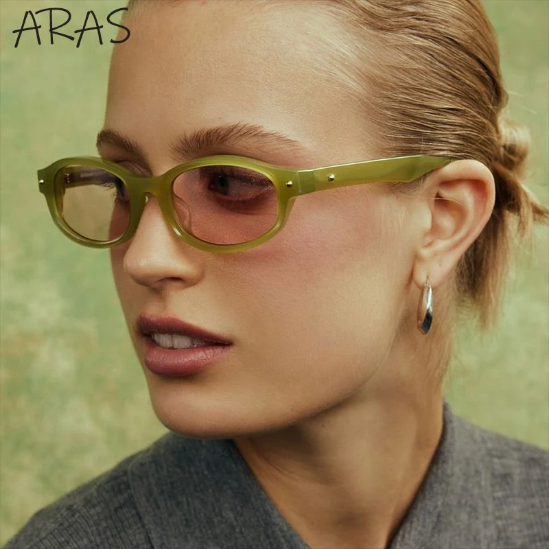 

Vintage Oval Sunglasses Women 2023 Luxury Brand Fashion Rivets Eyewear Shades UV400 Men Small Frame Round Sun Glasses For Ladies