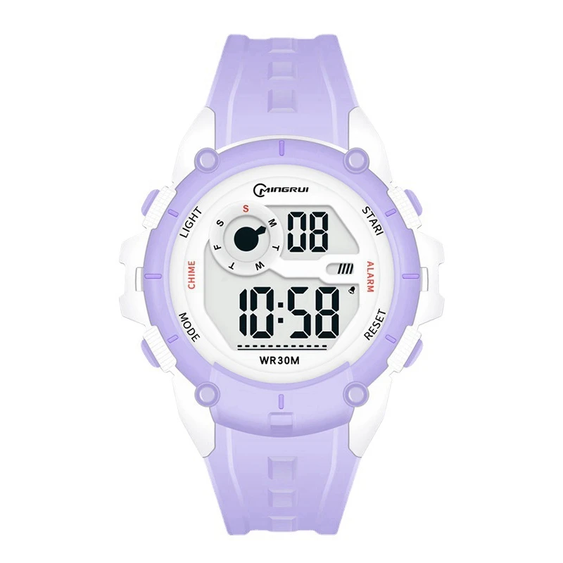 Girls Digital Watch Teen Sports Style Hand Clock Alarm Chime Stopwatch Student Electronic Hour Rubber Band Waterproof Child Wach