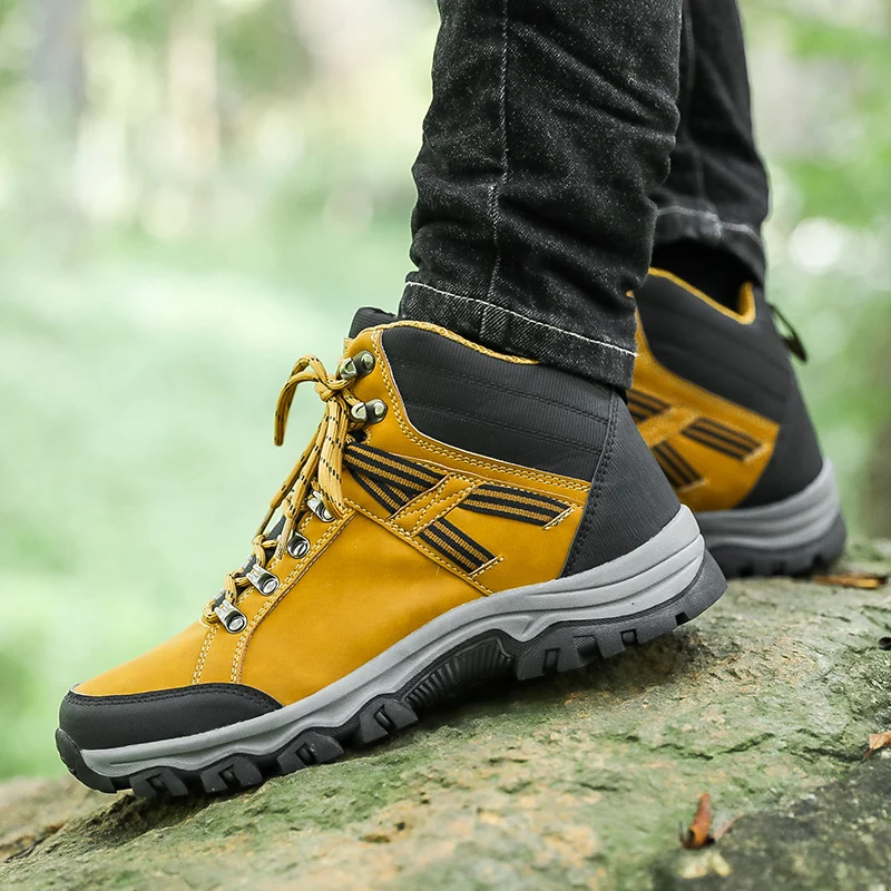 High Top Men Hiking Shoes Outdoor Mountain Tactical Boots Men Trekking Shoes Waterproof Boots Anti-slip Men's Trekking Sneakers