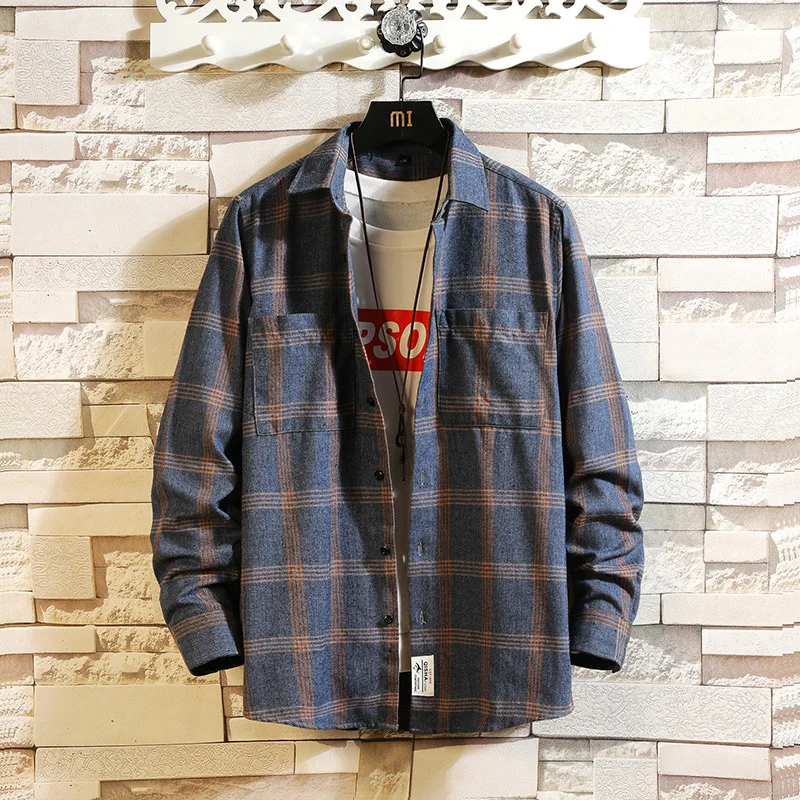Wholesale 2022 Classic Plaid Casual Shirts Men's Trend All-match Fashion Youth Student Youth Shirts Korean Slim Shirts