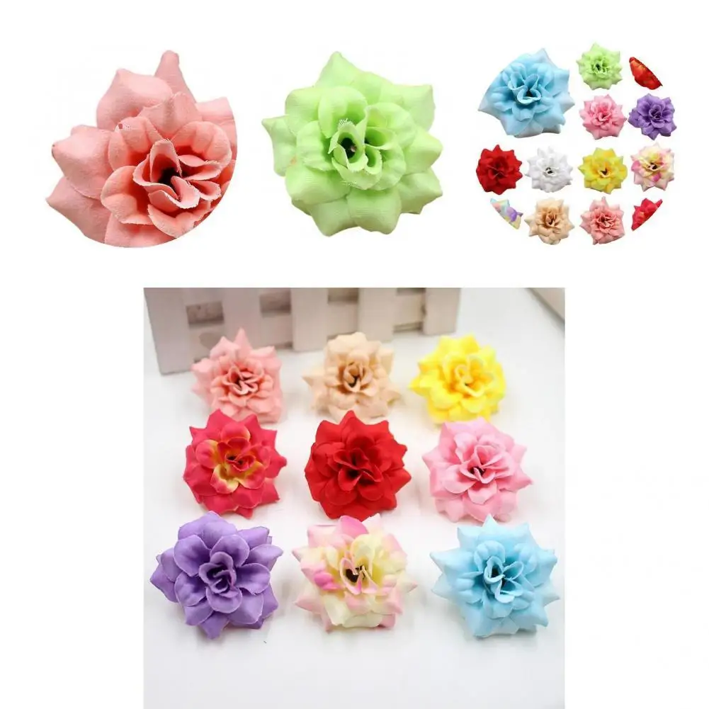

50Pcs Chic Romantic Fake Rose Flower Heads Weather-resistant Simulation Flowers Exquisite for Valentine's Day