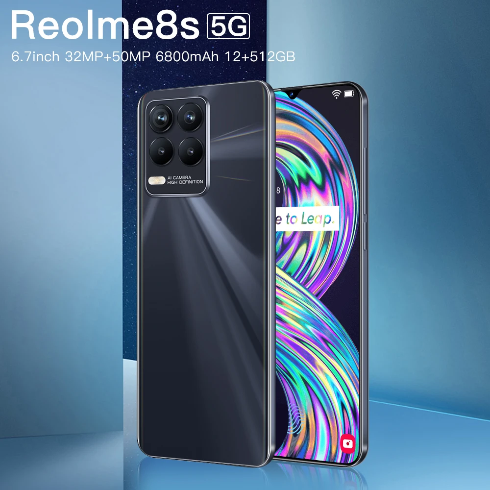 reolme8s 6 7 inch 1216512gb 32mp50mp 6800mah android 11 smart phone deca core dimensity 810 face unlock mobile phones global free global shipping