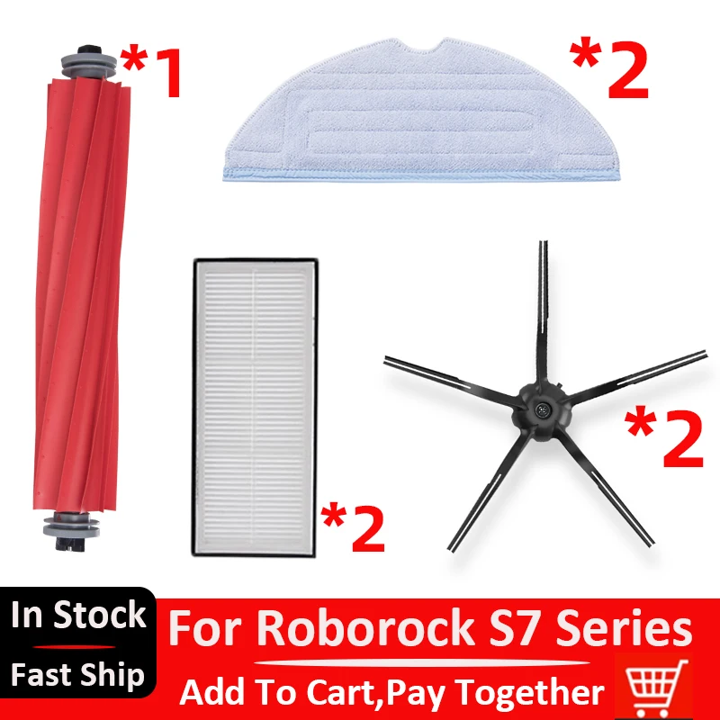

Roborock S7 Accesories Mop Cloth Side Brush Dust Bag Filter Accessories Fit Roborock S7 Accessoires Robot Vacuum Cleaner Parts