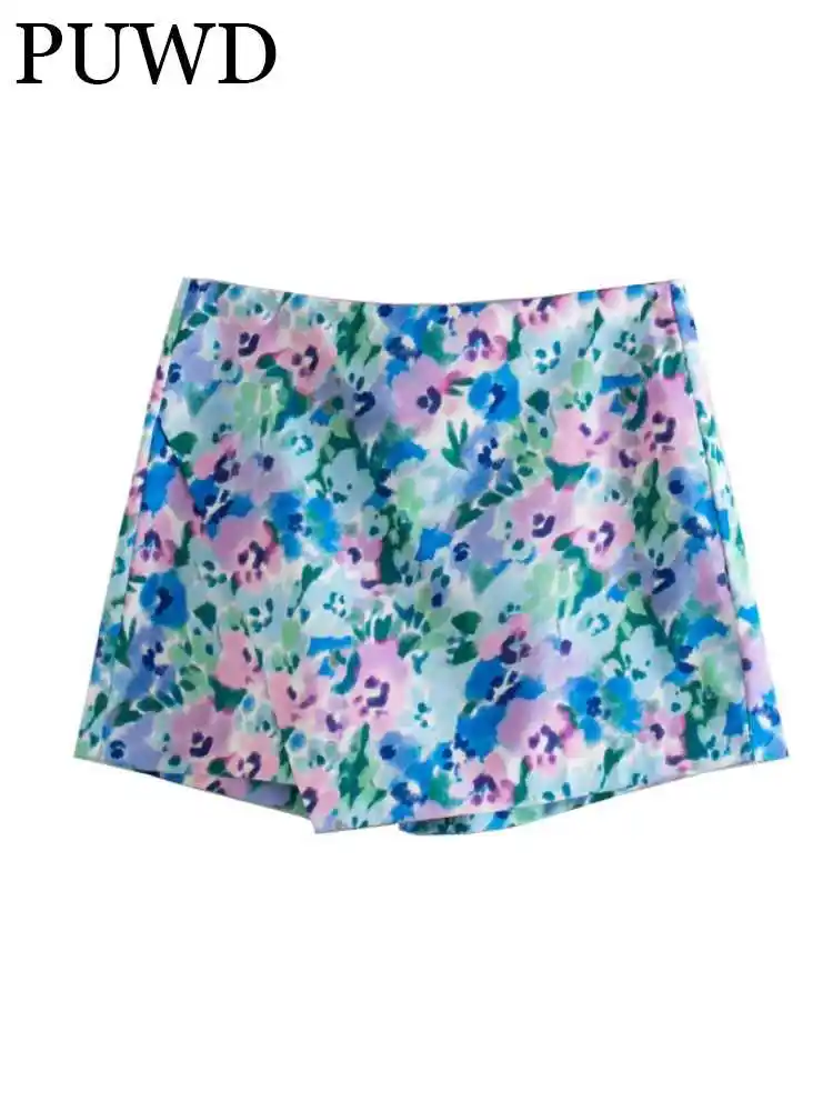 

Шорты женские с цветочным принтом и эластичным поясом, весна 2023