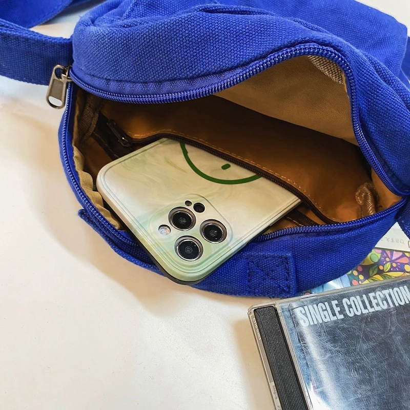 Canvas Pocket Crossbody Pouch Bag Female mobile phone bag Fashion Simple Student Shoulder bag Leisure Travel Bag