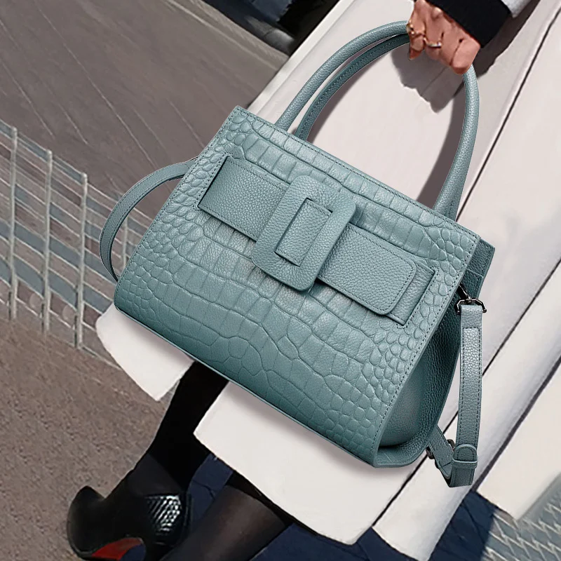 

Женская сумка из натуральной кожи, новинка 2023, модная вместительная сумка-мессенджер через плечо, женская сумка, элегантная сумка с крокодиловым узором