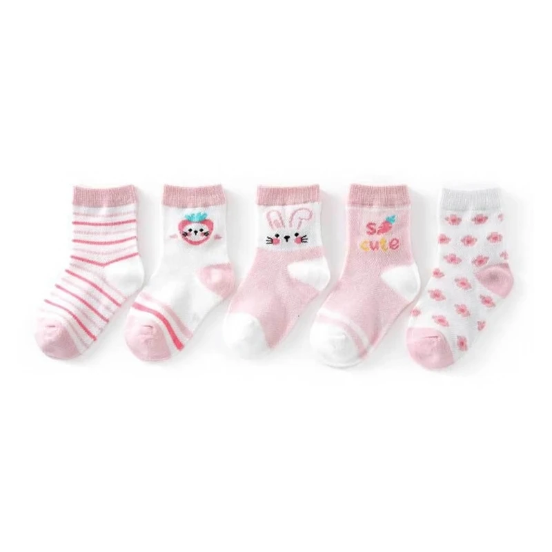 

Baby Fashion Breathable Socks 5 Pairs Summer Absorb Sweat Mesh Cotton Socks for Baby Infant Toddler 1 to 3 Years Old Wearing