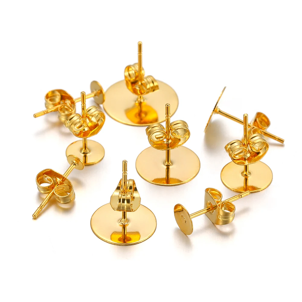 Пустое основание для сережек-гвоздиков из нержавеющей стали 50-100 шт.