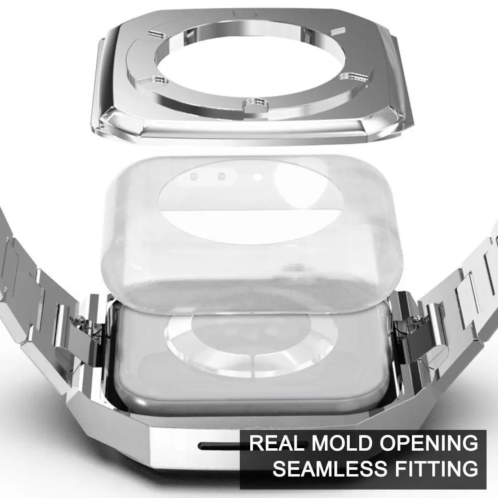 Matel Steel Strap And Band For Watch7 6 Se 5 4 Steel For Watch 45 44 Mm Band Luxury Metal Protector G8q7
