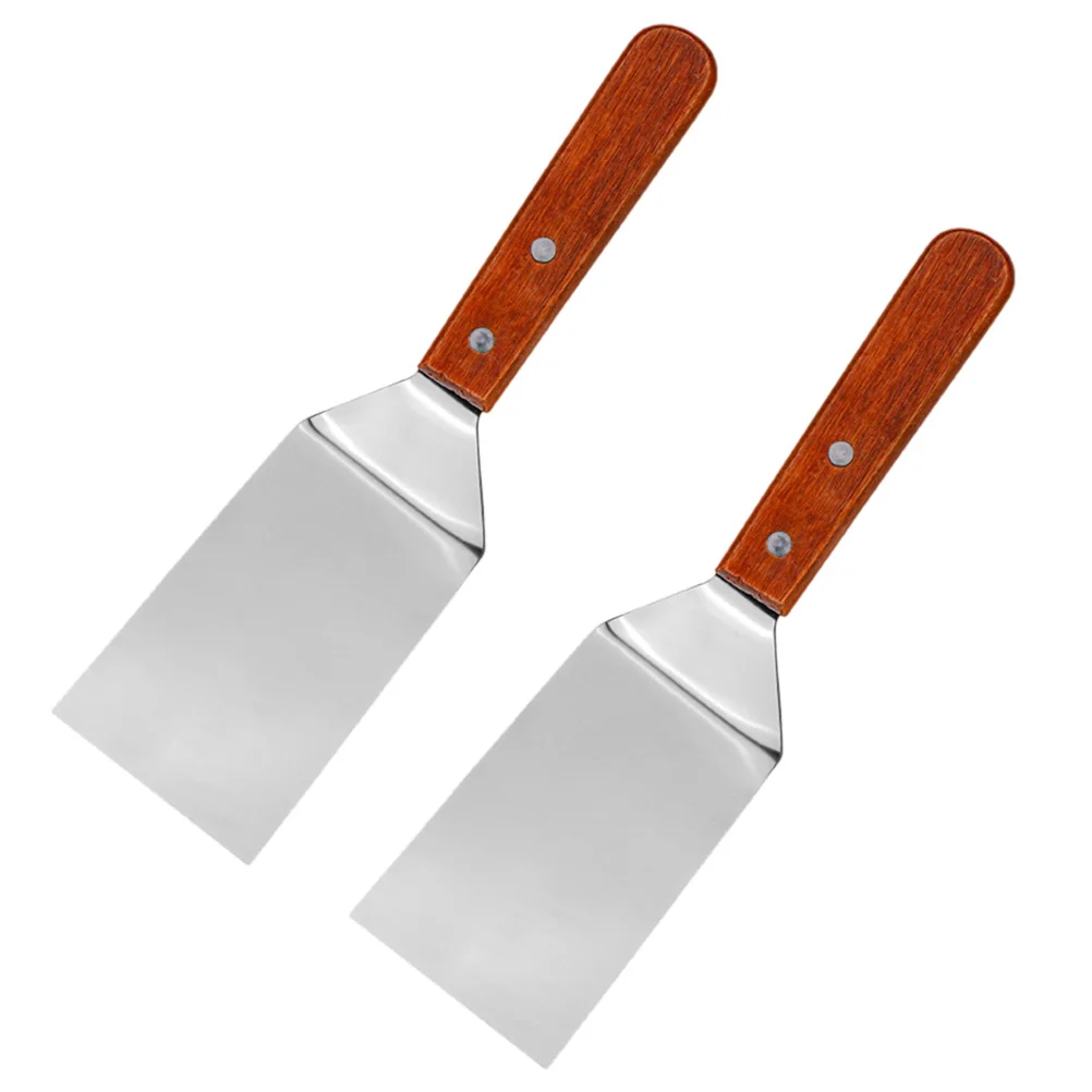 

2 Pcs Metal Spatula Steak Griddle Accessories Frosting Cake Icing Grilling Scraper Turner