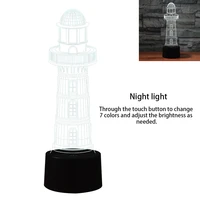 3d illusion lighthouse gifts night light for kids touch control color changing table nightlights desktop bedside desk lamps