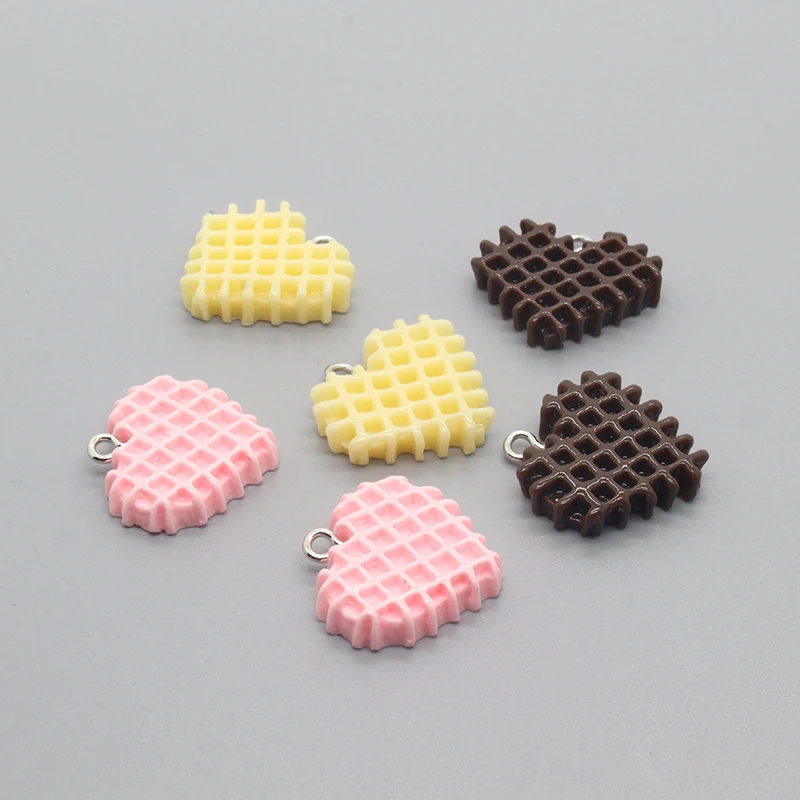 Микс 10 шт./упаковка подвески в клетку виде сердца печенья из смолы милые Подвески