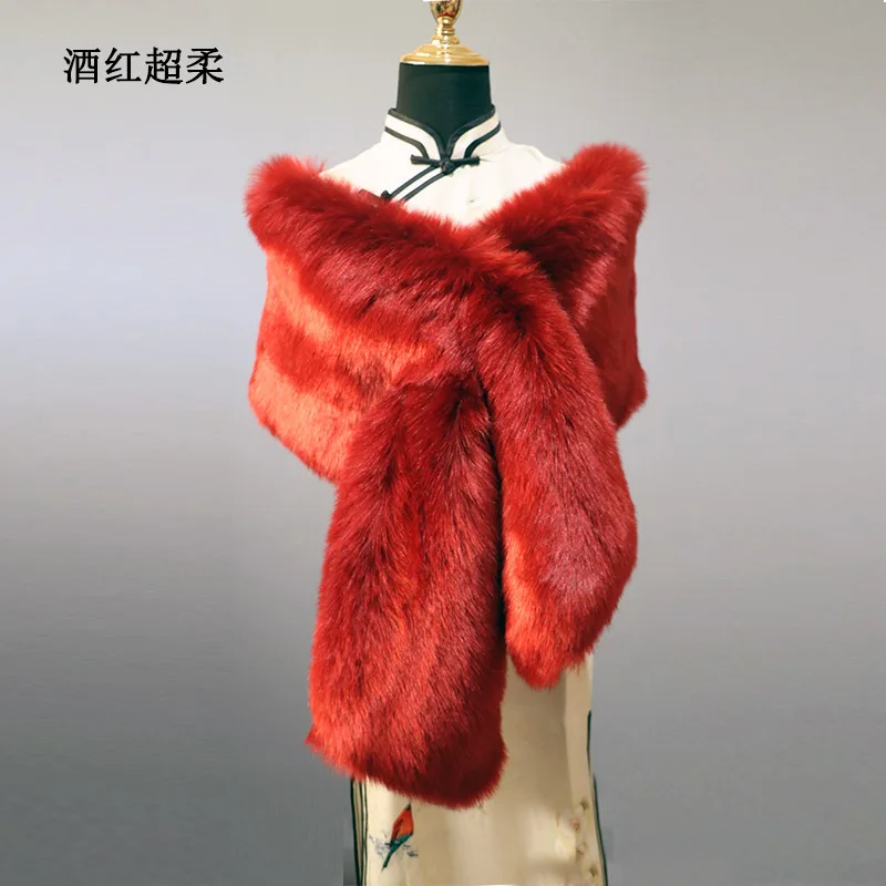 Autumn and winter cheongsam shawl accessories warm imitation fur stage show with scarf shoulder plush wide shawl