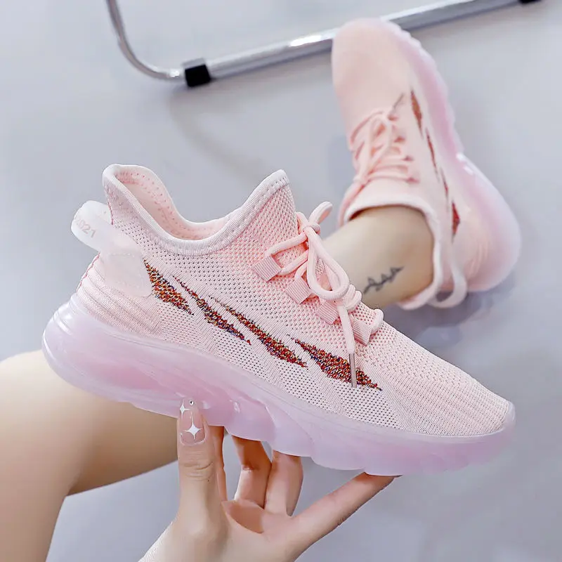 

Женская универсальная спортивная обувь, летняя дышащая обувь для фитнеса и бега, повседневная обувь на платформе с вулканизированной подош...