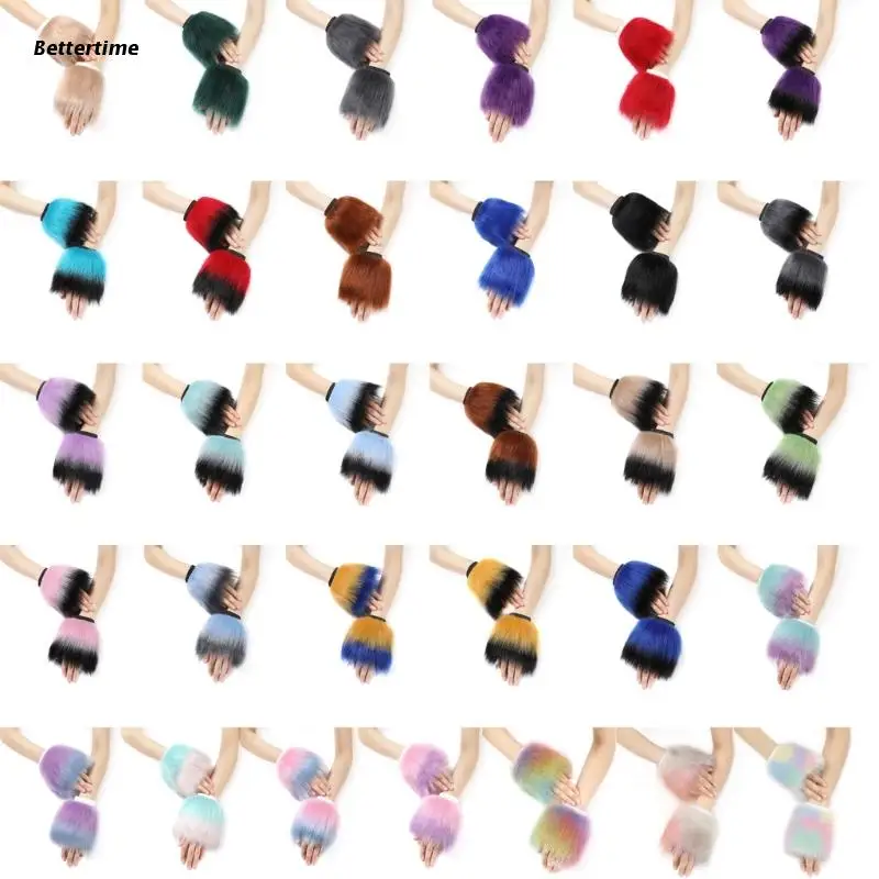 

B36D Thick Women Winter Warm Wrist Arms Gloves Plush Bracelet Cuff Wristband Elastic