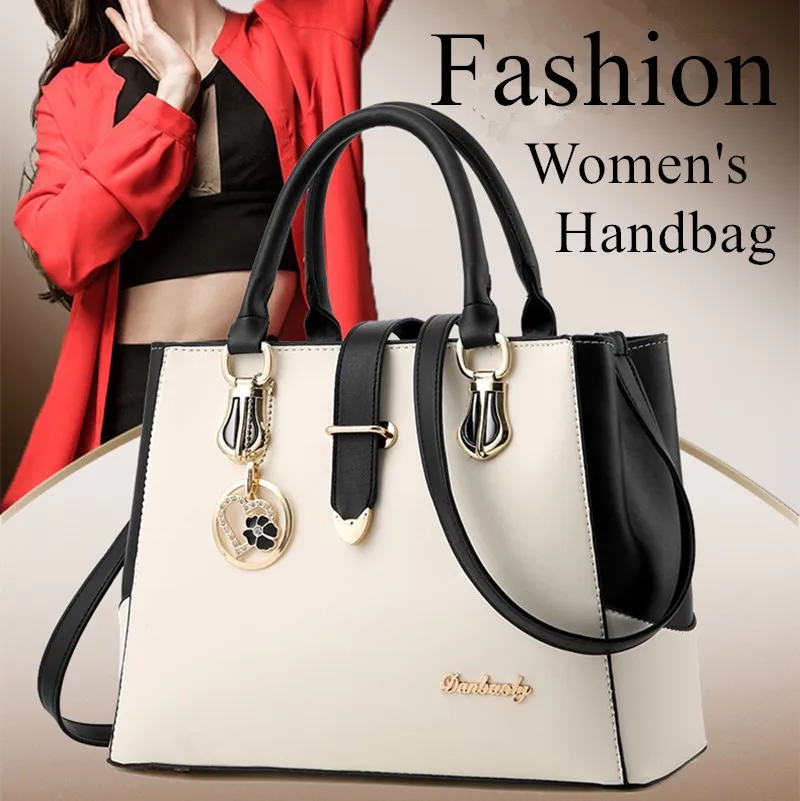 

Дизайнерская дамская сумочка 2022, модная Высококачественная женская сумка из искусственной кожи, контрастная дамская сумка-тоут, сумка-месс...