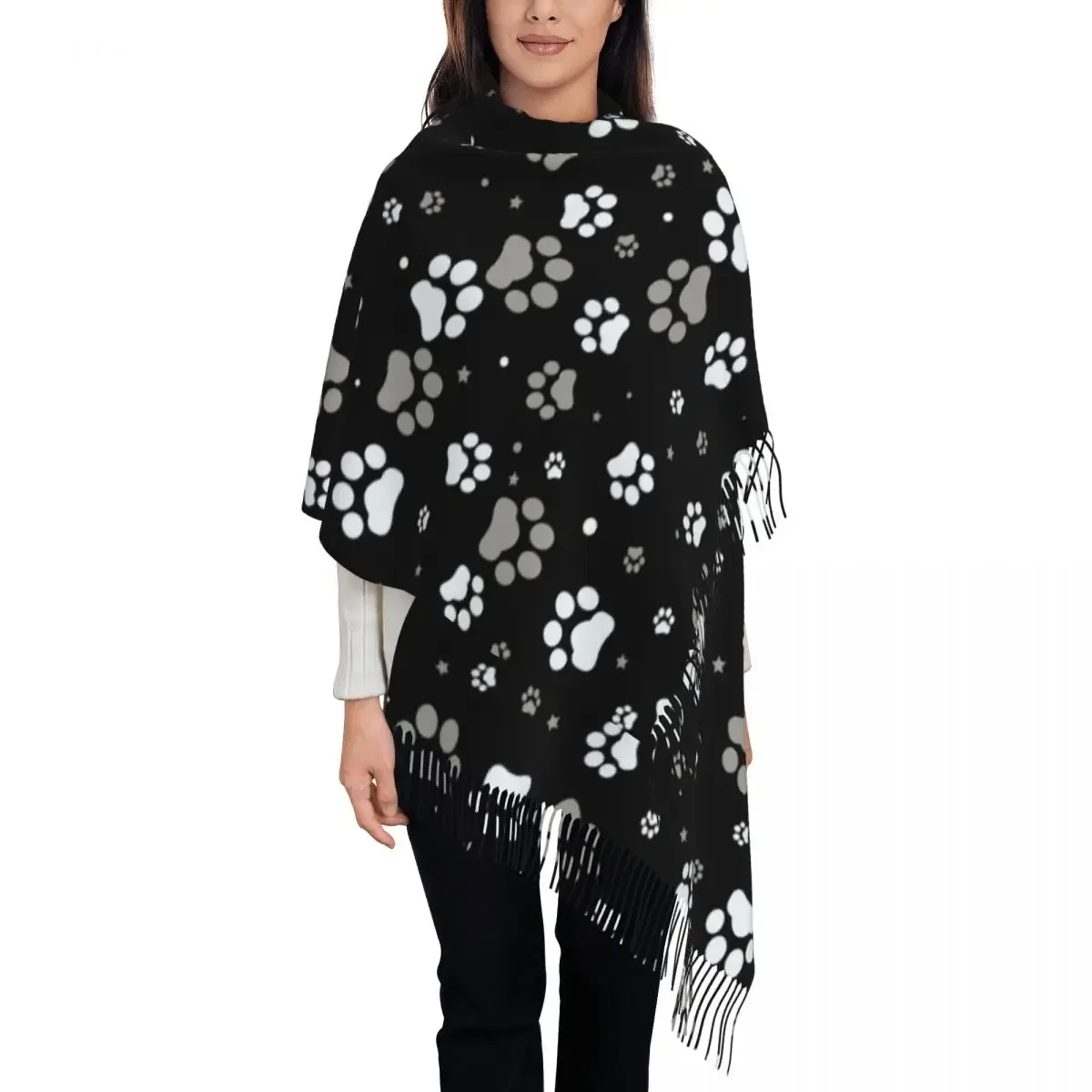 Милые шали с узором в виде лап животных шарфы для женщин теплый большой мягкий