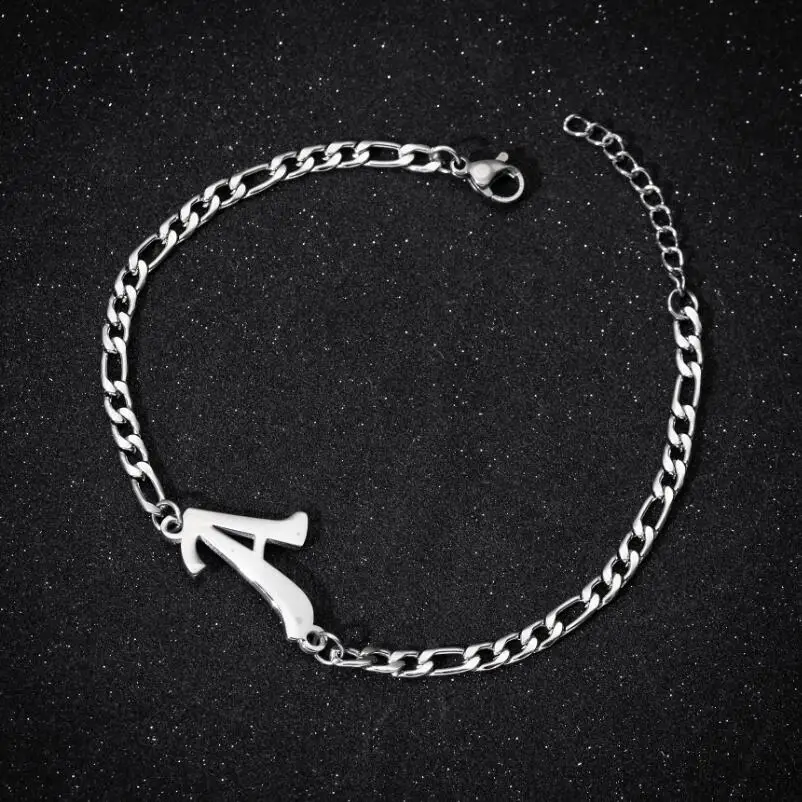 

A-Z 26 Letters Bracelets & Bangles for Women Stainless Steel Alphabet Charm Bracelet Jewelry Name Accessories Pulseiras Gifts