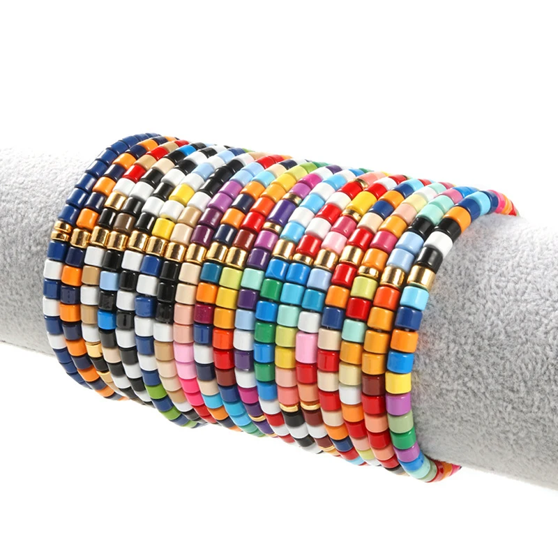 

Boho Bracelet Candy Color Enamel Beaded Bracelet Couple Gifts For Friends