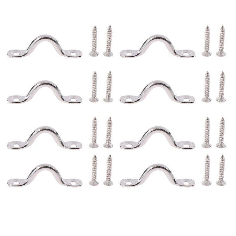 

8pcs Handle 5mm Stainless Steel Wire Eye Strap Boat Marine Tie Down Fender Hook Canopy Silver RV Engines Accessories