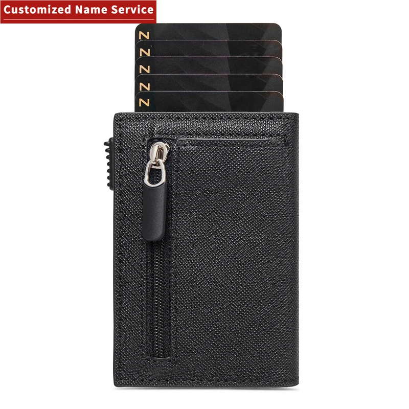 2023 New Rfid Card Holder Wallets Customized Name Carbon Fiber Cards Holder Slim Mini Wallet With Coins Money Pocket Men Purses