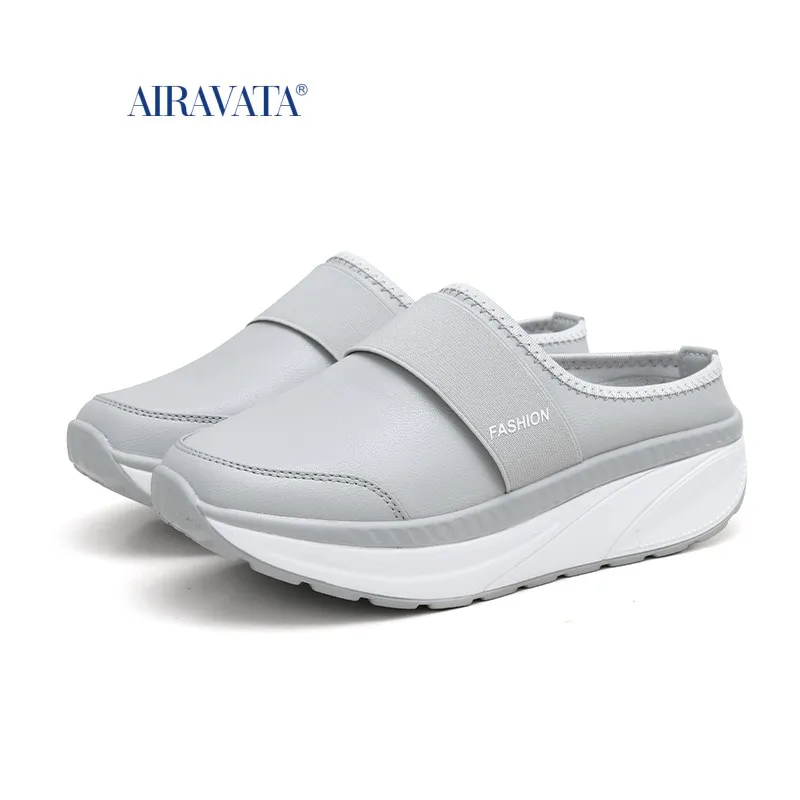 Slippers PU Women Shoes Waterproof Women Non-Slip Indoor Outdoor Cozy Home Autumn Thick Hee