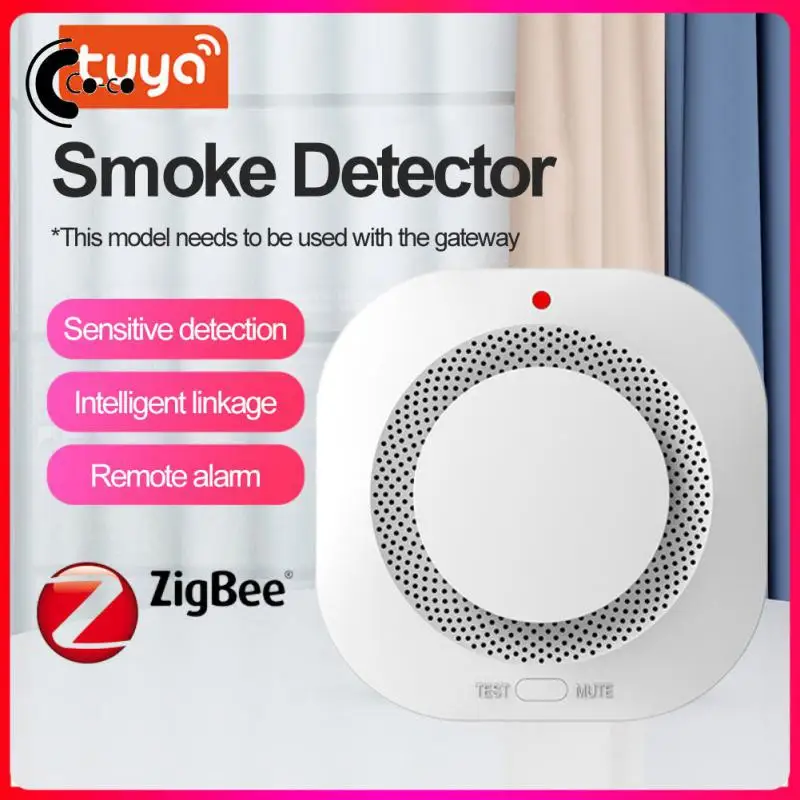 

Smart Fire Alarm Safety Prevention Wireless Smart Home Accessories Work With Tuya Zigbee Hub Smoke Detector Zigbee 9v