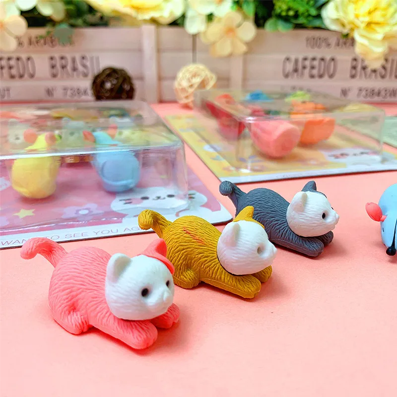 

Cat and Mouse Game Eraser Children's Fun and Cute Office Supplies Small Gift Leather Toy