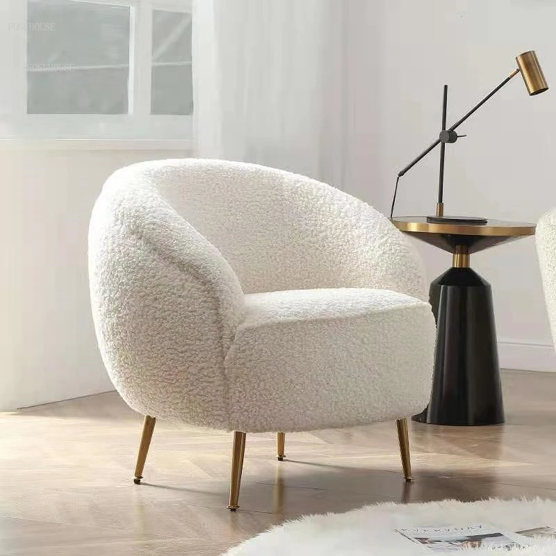 

Nordic Lamb Velvet Living Room Chairs Leisure Balcony Small Apartment Sofa Chair Luxury Back Chaise Lounge Home Furniture WXHYH