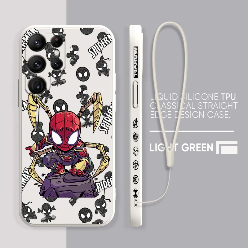 

Superhero Spider-man Case For Samsung S22 S21 S20 FE S10 Note 20 10 Plus Lite Ultra 5G Liquid Left Rope Phone Cover