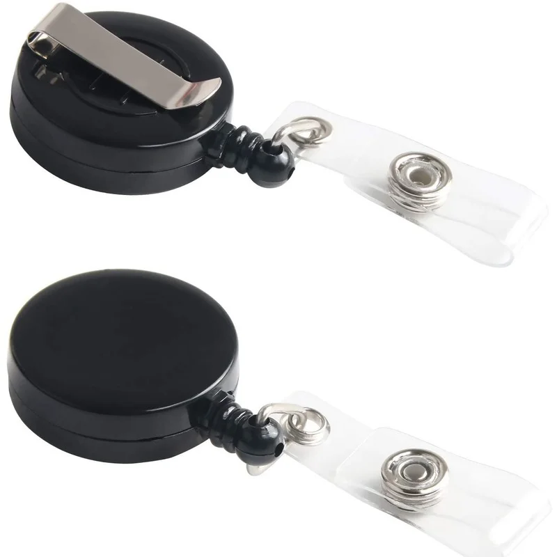 

2pcs Staff ID Name Badge Reels Pass Work Card Clip Nurse Employee's Badge Tag Clips Retractable Lanyard Accessories