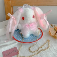kawaii lolita messenger bag for women girl cute lace bowknot plush bunny doll jk bags crossbody student shoulder bag