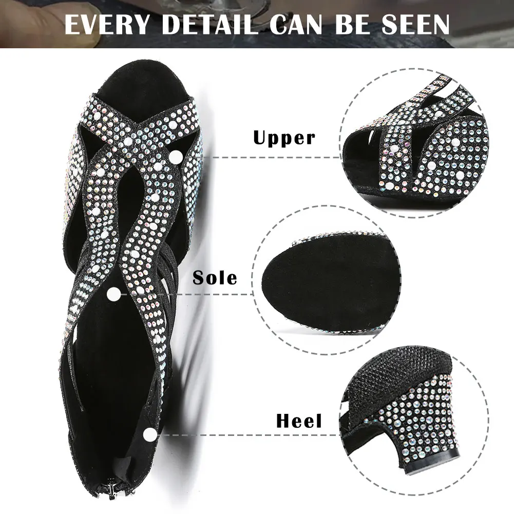 SWDZM Women's Ballroom Tango Dance Shoes Latin Dance Shoes Woman Party Salsa Dancing Shoes for Lady Female Soft sole High heels