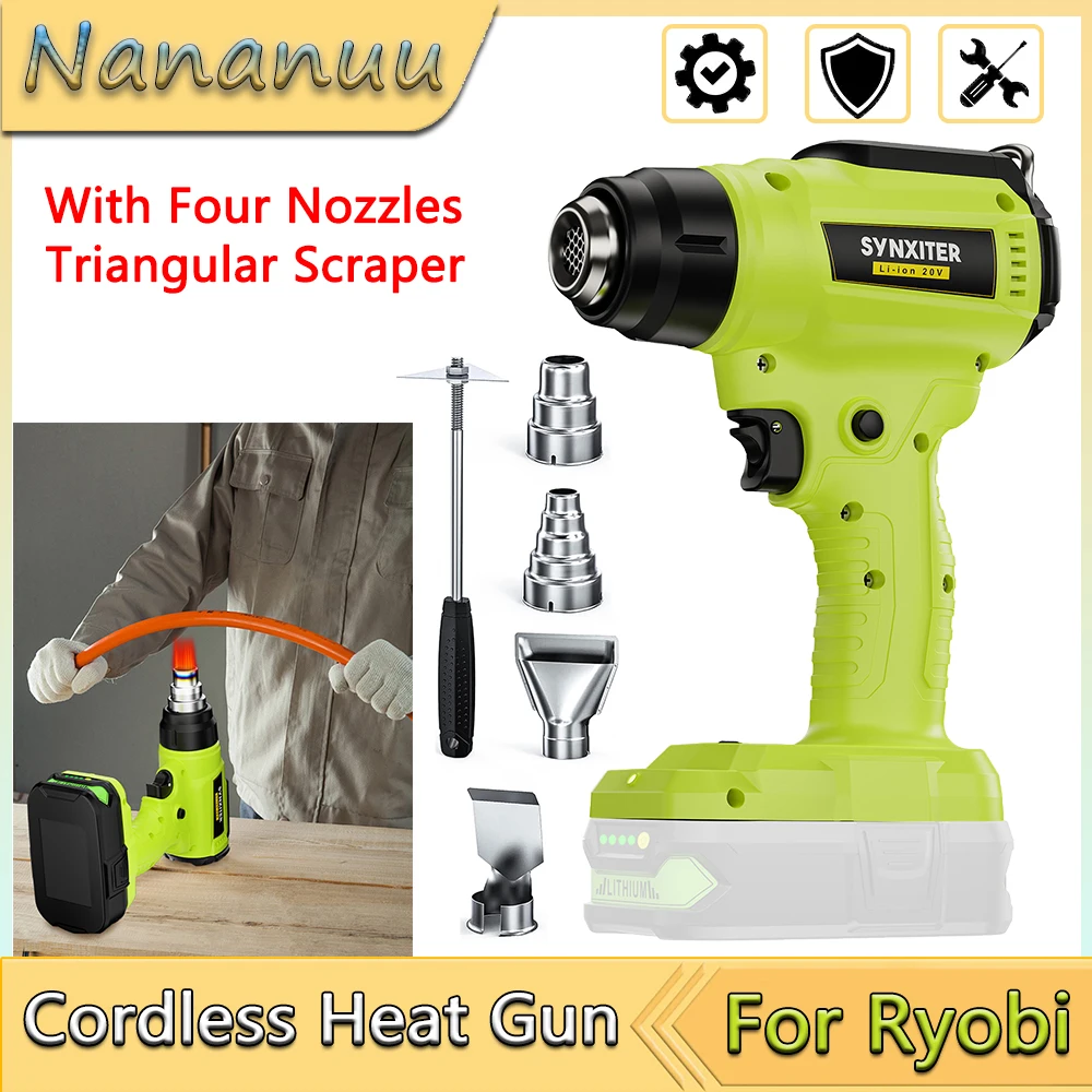 Фото Беспроводной тепловой пистолет Nananuu для Ryobi, аккумулятор 18 В, электрический ручной фен для DIY, зачистка краски, усадка, электроинструмент №1