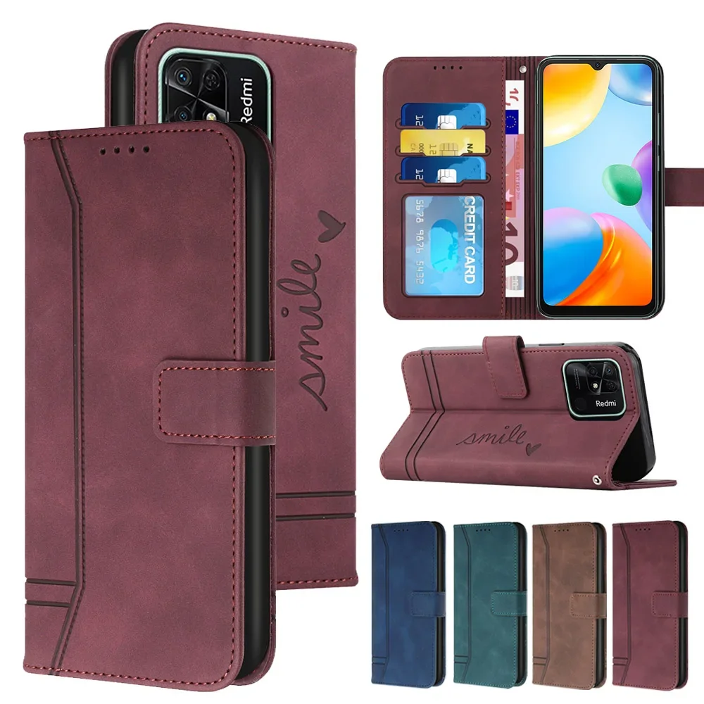 

Card Holder Wallet Case for Xiaomi Redmi 12 12C 10C 10A 10 9T 9C 9A 9 8A 8 7A 7 6A 6 5A 5 Plus 4X Skin Feel PU Fundas Flip Cover