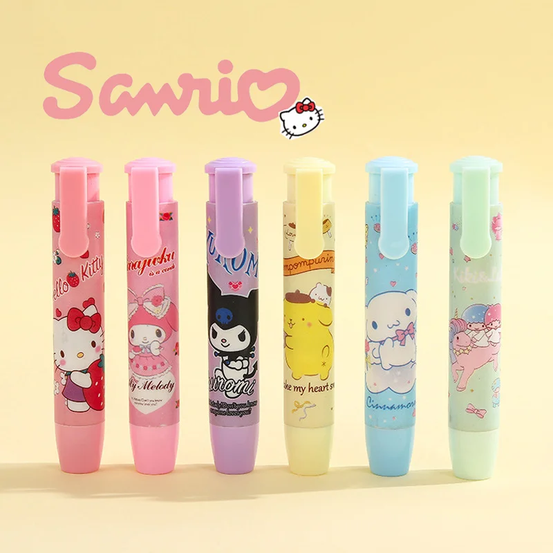 2pcs Creative Sanrio Kawaii Press Eraser Anime Hellokitty Kuromi Melody Cinnamoroll Cartoon Cute Stationery Gift Office Supplies
