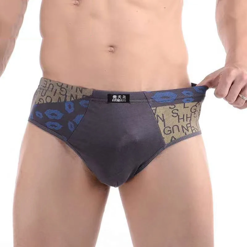 4pcs/Lot Men's Underwear Briefs Modal Mid Waist Panties Comfortable Breathable Men Underpants Soft Printed Briefs