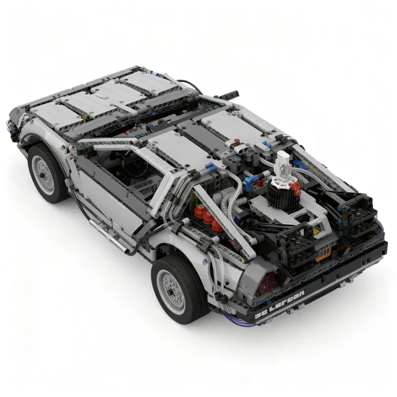 Фото 2694 детали MOC Technical Expert Builder Part 2 BTTF Technical DeLorean, модель в ручной версии, строительные блоки, идея для рождественского подарка. №3
