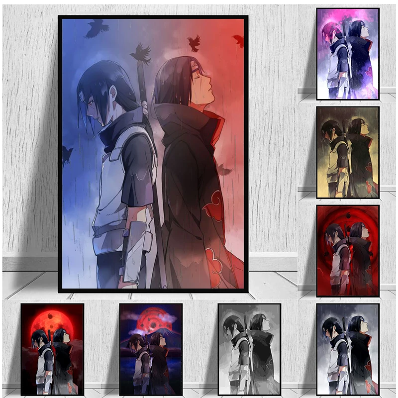 

Anime Figure Poster Naruto Peripheral Sasuke Uchiha Itachi Canvas Painting Mural Living Room Boy Bedroom Wall Art Home Decor