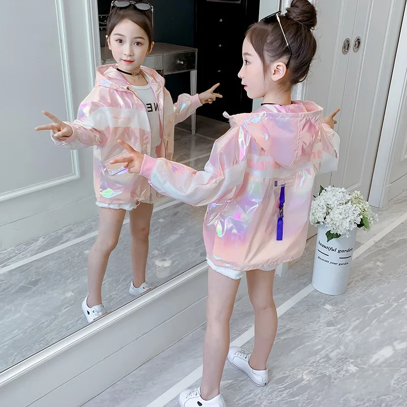 

Однотонные куртки для маленьких девочек, летнее солнцезащитное пальто, модная верхняя одежда для больших детей, повседневная детская одежд...