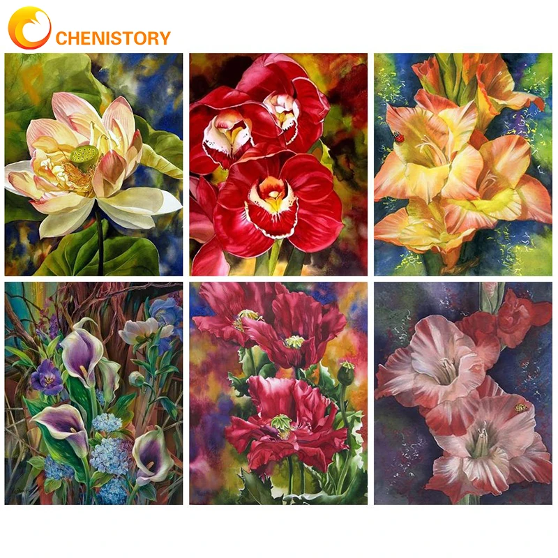 

CHENISTORY Oil Picture By Numbers DIY Handworks Flower Acrylic Paint For Adults Kit Drawing Coloring Painting By Number Home Dec