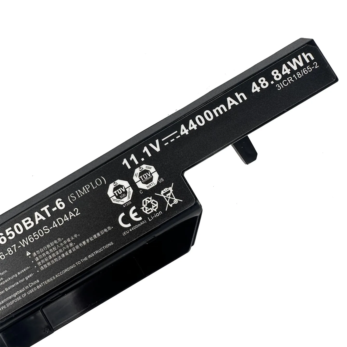 Фото Аккумулятор W650BAT-6 11.1V 4400mAh 48.84Wh для Hasee K610C/K650D/K570N/K710C/K590C/K750D, серии Clevo W650S - 6-87-W650S-4D7A2 №3