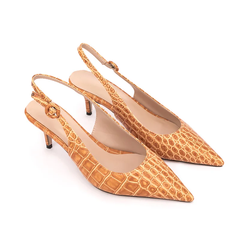 2022 New Spring Summer Fashion Stiletto High Heels Shoes Genuine Leather Women Solid Simple Casual Sandals Female Heels Women